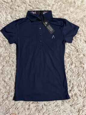 New Women’s XXS Navy Dublin Short Sleeve Horseback Riding Polo Shirt